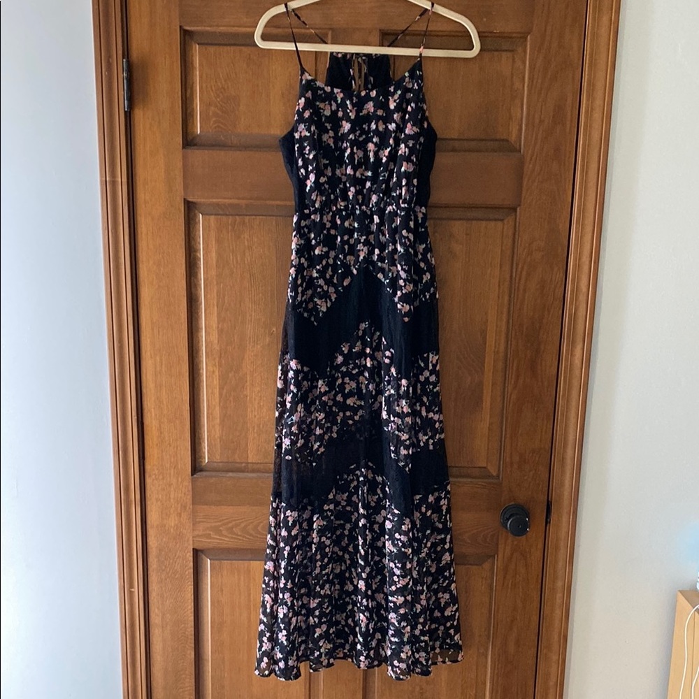 Elegant Black and Pink Floral Dress